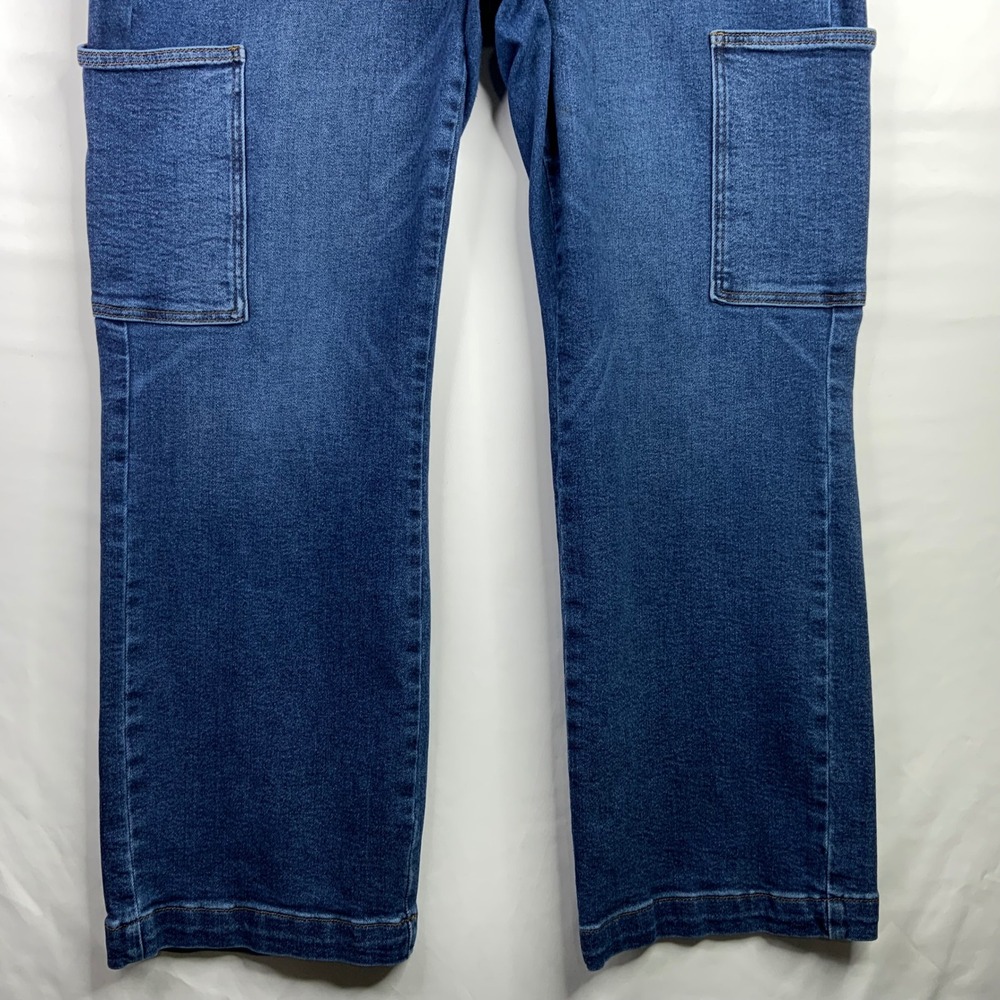 Judy Blue Womens High Rise Cargo Straight Leg Jeans Medium Wash Blue Utility - Picture 3 of 10